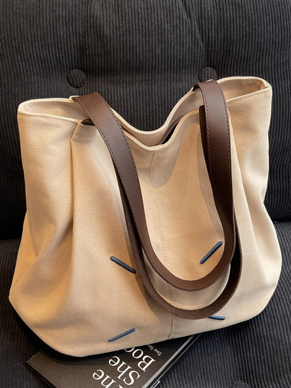 Versatile Women's Canvas Tote Bag - Large Capacity Casual Shoulder Bag for Commuting & Everyday Use