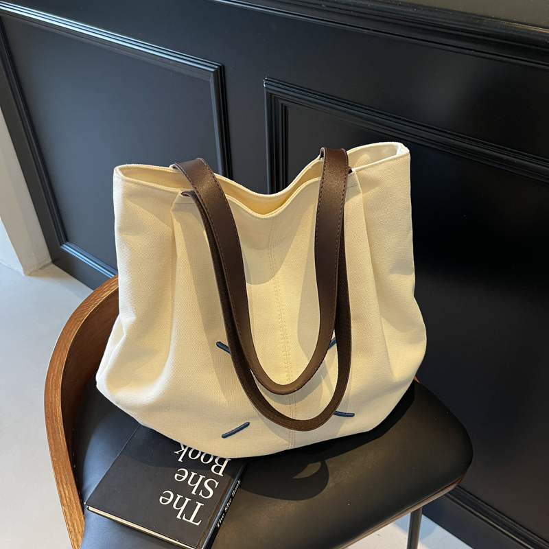 Versatile Women's Canvas Tote Bag - Large Capacity Casual Shoulder Bag for Commuting & Everyday Use