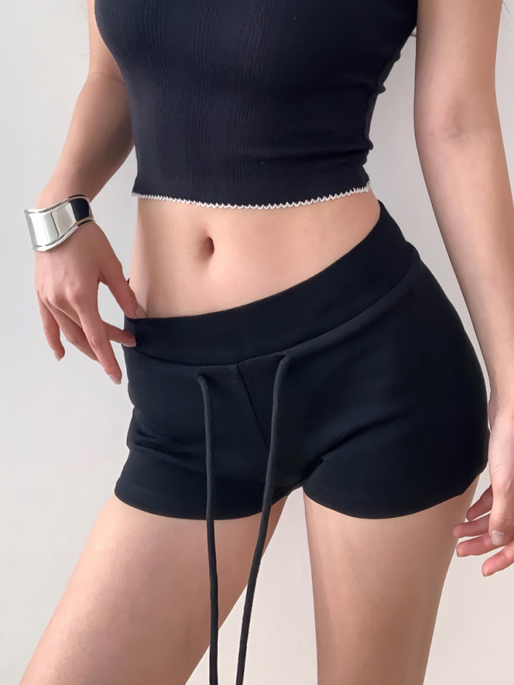 Vintage Casual Summer Drawstring Sports Shorts for Women, Slim Fit Relaxed Wide-Leg Hot Pants, Perfect for Y2K and 90s Style