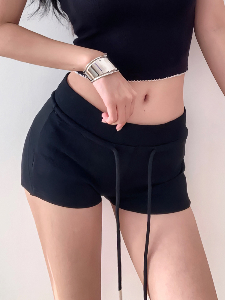 Vintage Casual Summer Drawstring Sports Shorts for Women, Slim Fit Relaxed Wide-Leg Hot Pants, Perfect for Y2K and 90s Style