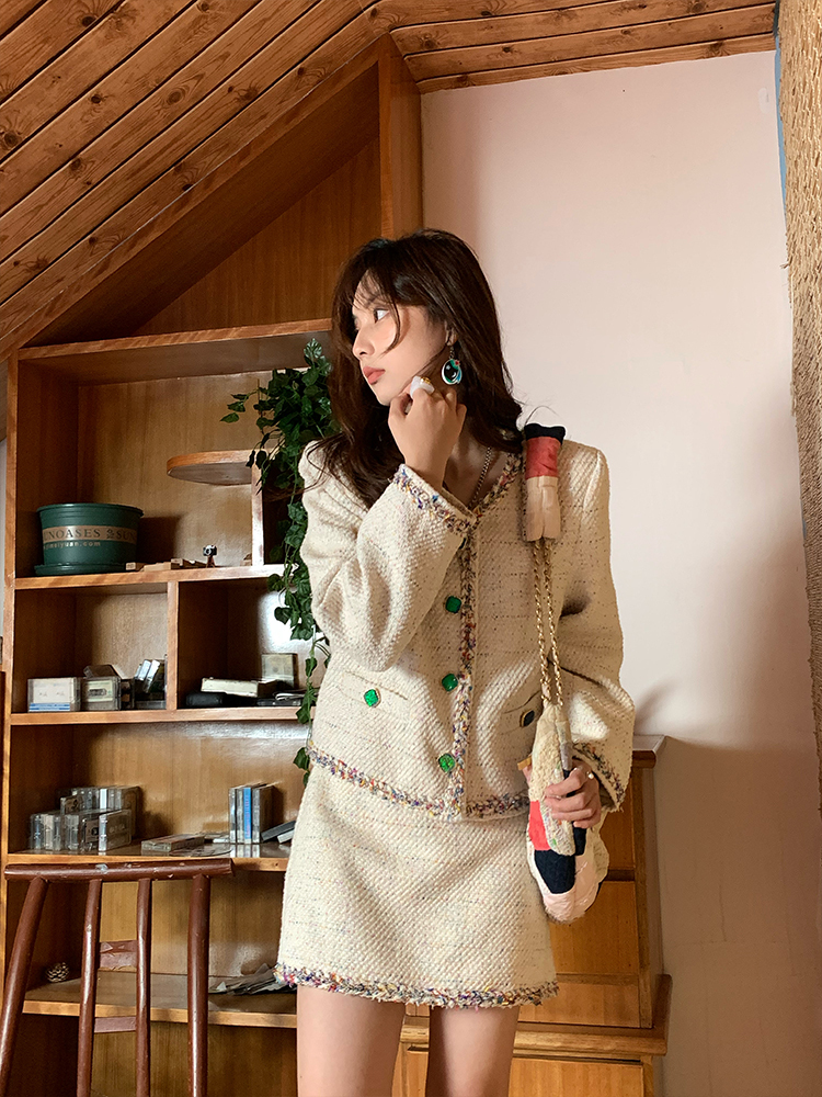 Vintage French Retro Suit Women's Spring Autumn Jacket and Skirt Two-Piece Set - Chic 90s Inspired Fashion