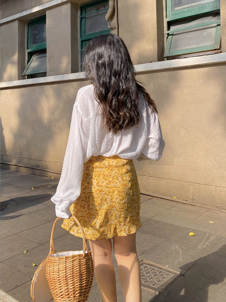 Vintage French-Style Long Sleeve Cardigan - Sheer White Loose Pleated Drape Shirt for Women - Y2K Fashion Essential
