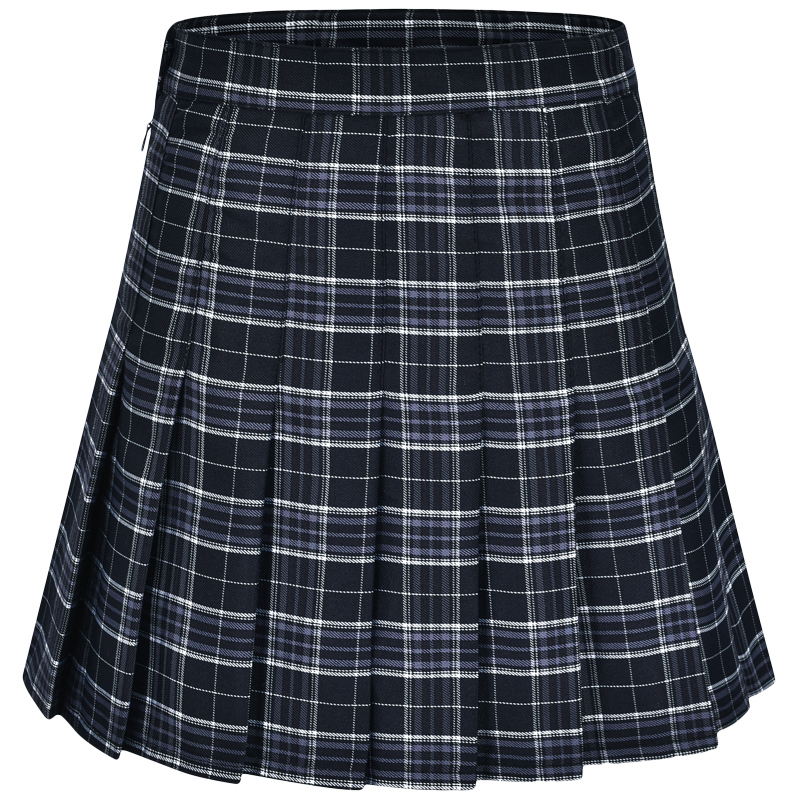 Vintage High Waist Side Tie Plaid Pleated Skirt for Women - Short 90s Inspired Skirt with Built-in Safety Pants