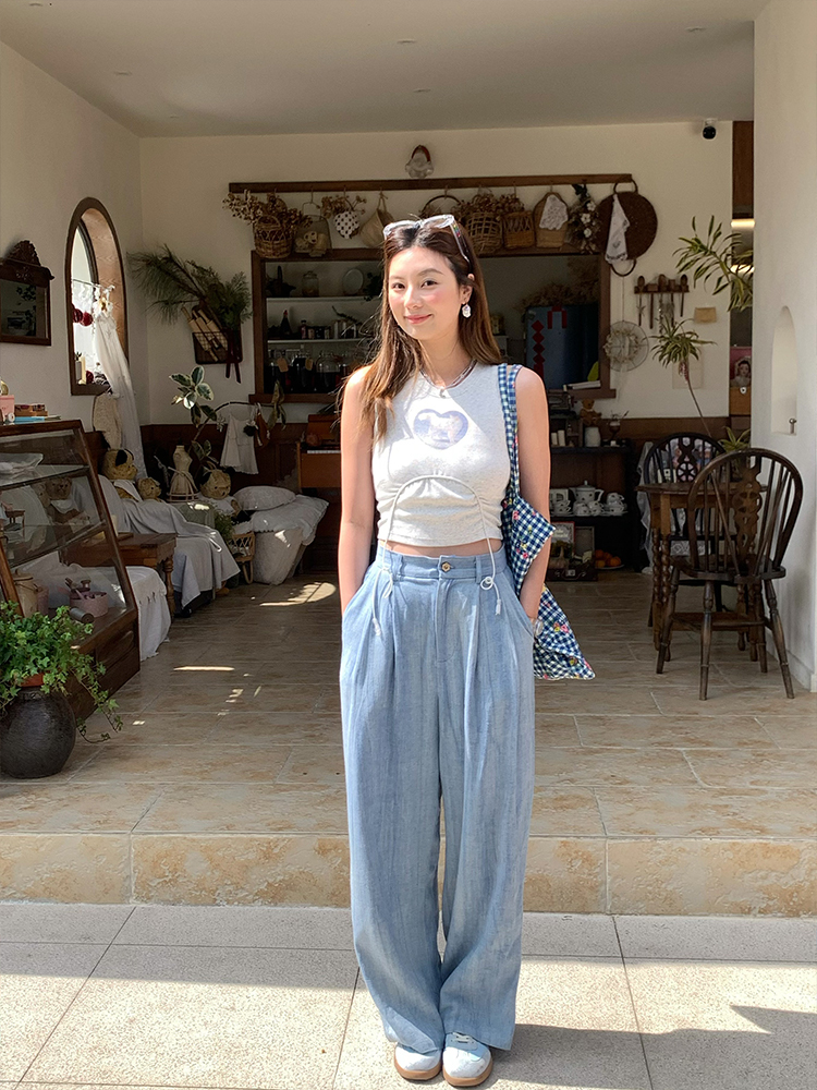 Vintage Mountain Breeze Retro Cotton Linen Casual Pants for Women - Summer Thin Loose High Waist Wide Leg Trousers