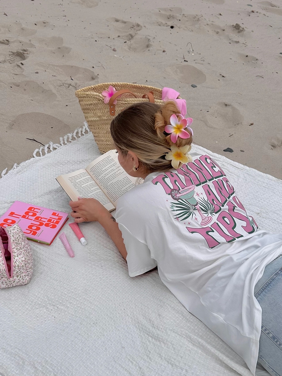 Vintage Seaside Vacation Style Printed Cotton Short Sleeve T-Shirt for Women - Oversized Trendy European American Fashion