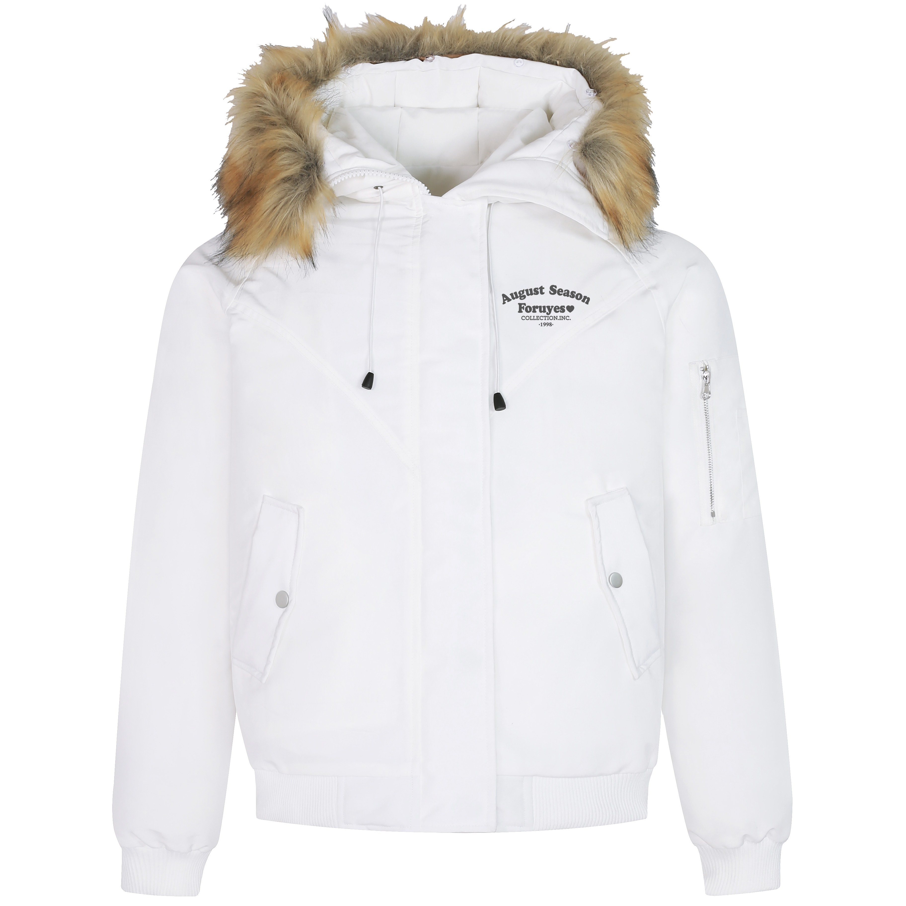 Vintage Slogan Embroidered Hooded Parka with Thick Fur Collar for Men and Women - Warm Cotton Jacket for Couples, Y2K Style