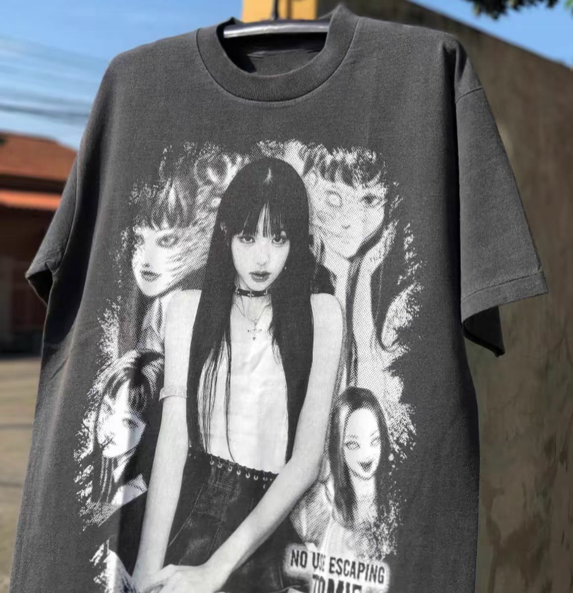 Vintage Washed Distressed Short Sleeve T-Shirt for Women - American Style Trendy Loose-Fitting Top, Casual 90s Inspired Fashion