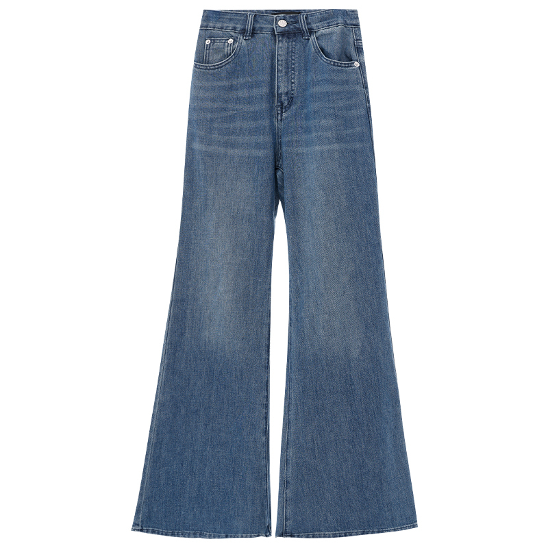 Vintage Washed Micro Flare Jeans for Women - 2025 Wide Leg Flared Pants, Retro Style, Casual Chic