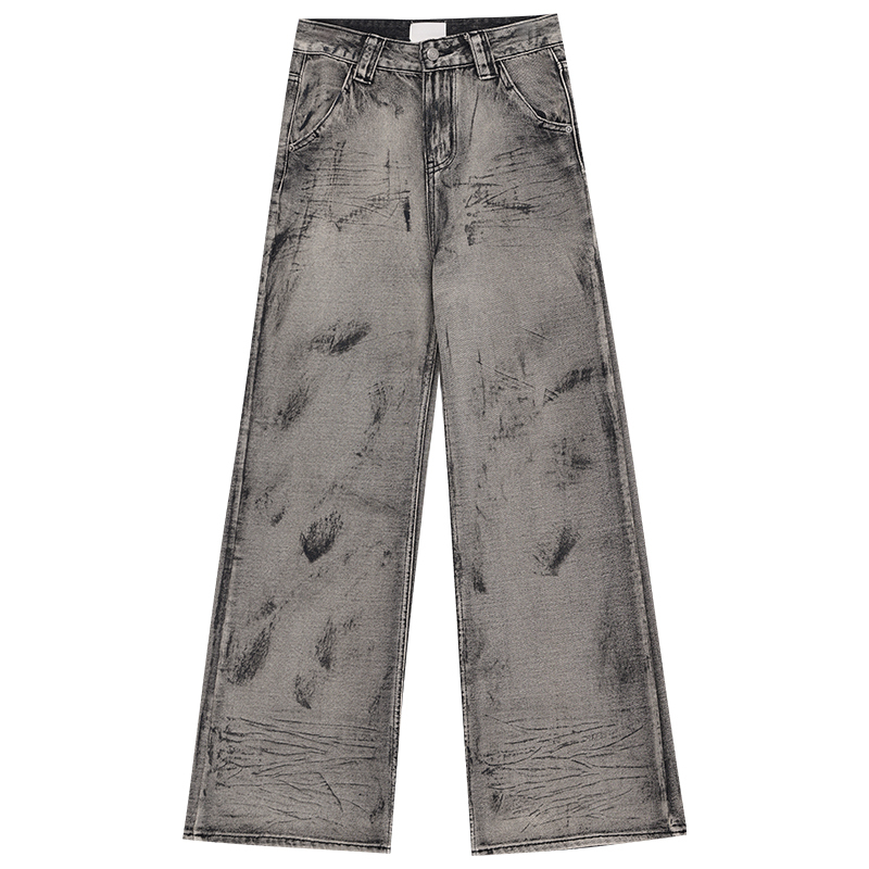 Vintage Wasteland Tie-Dye Wide-Leg Jeans for Women - Spring/Summer Loose Straight Pants in 90s Style