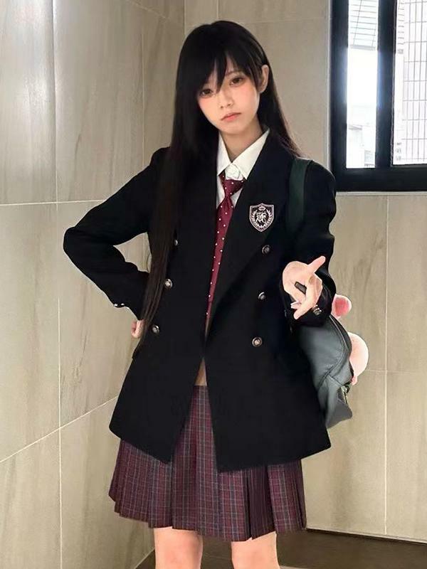 Waist-Cinching Slim Fit Pudding Bear JK Uniform Jacket - Female Academy Style 2025, Trendy Korean Style Fashion