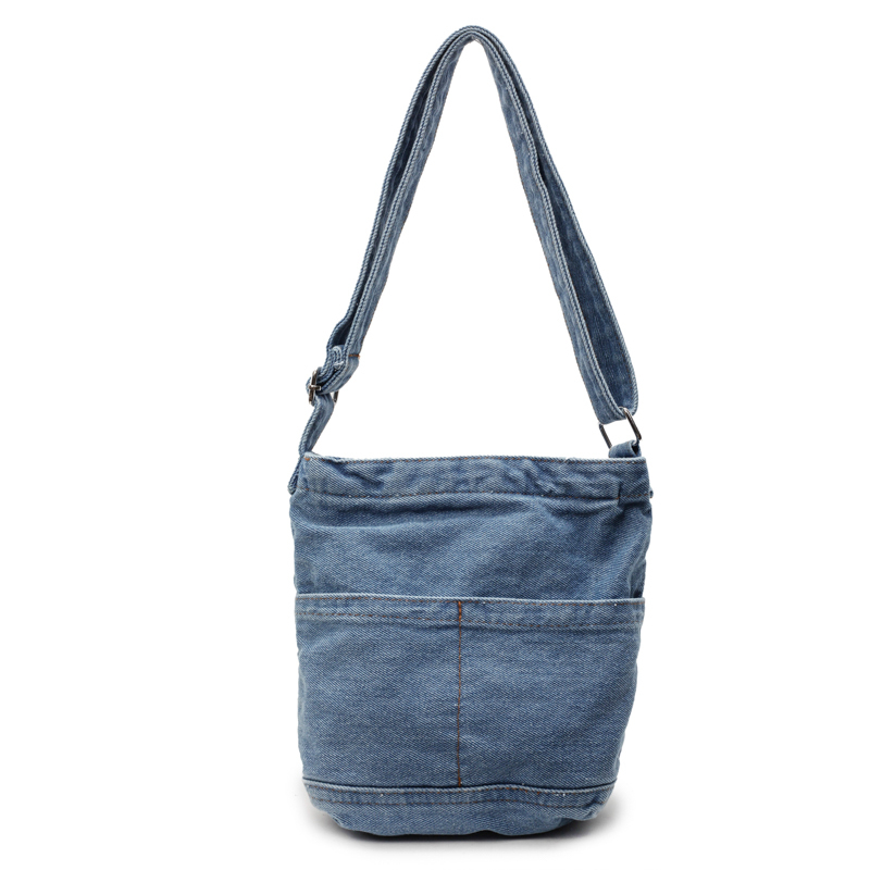 Water-Washed Blue Denim Crossbody Bucket Bag for Women - Casual 2025 Trendy Phone Bag