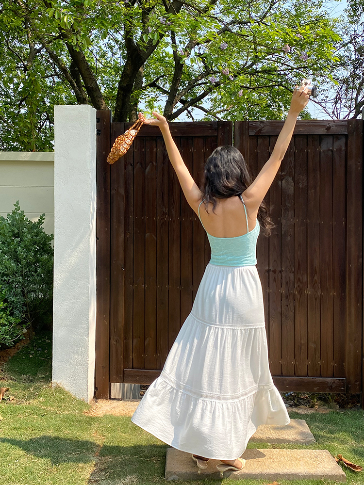 White High-Waisted French-Style Vacation Skirt - Itchy Texture Cake Skirt for Summer, Trendy and Chic