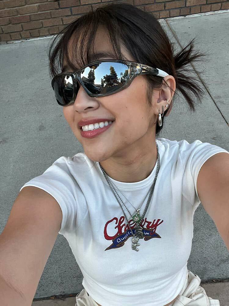White Short Sleeve Crop T-Shirt for Women - Retro American Style Belly-Baring Top, Summer Fashion, ABG Hot Girl Vibe
