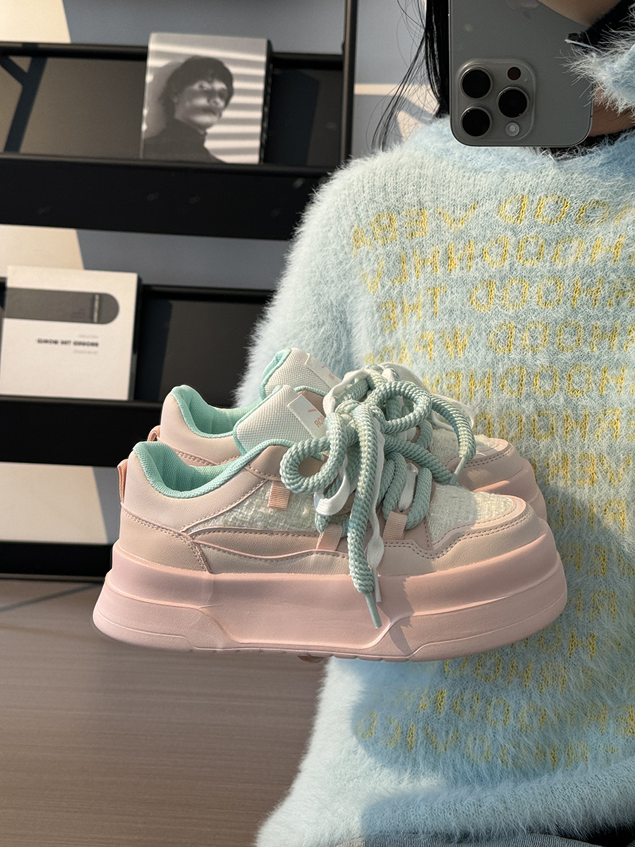 Women's Breathable Platform Sneakers - Summer 2025 Thick-Soled Sweet Style Shoes for Women - Versatile White Sneakers