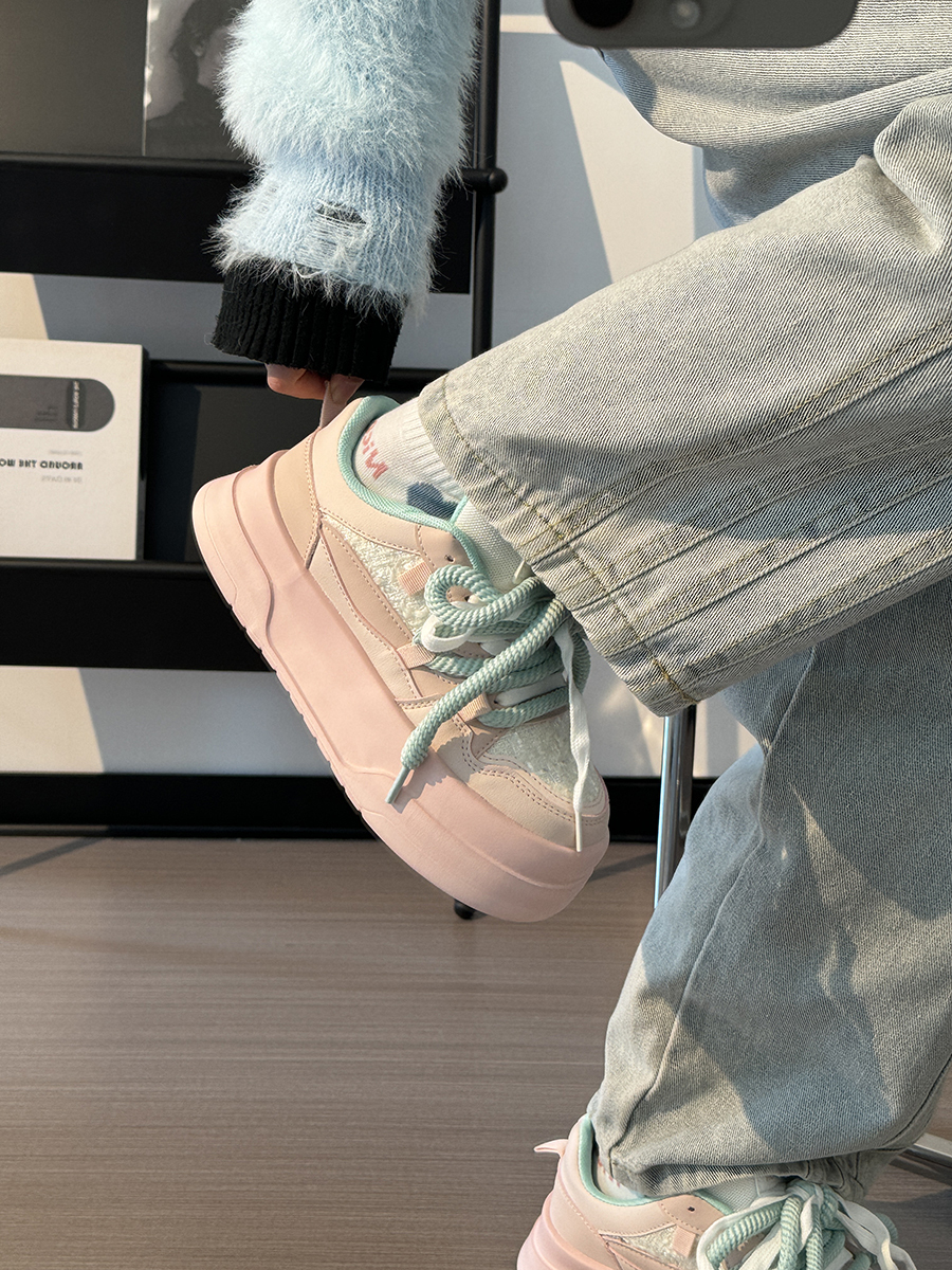 Women's Breathable Platform Sneakers - Summer 2025 Thick-Soled Sweet Style Shoes for Women - Versatile White Sneakers