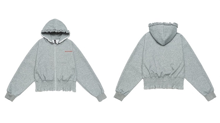 Women's Heartbeat Design Hooded Jacket - Spring Zippered Loose Fit Versatile Short Sweatshirt for Casual Y2K Style