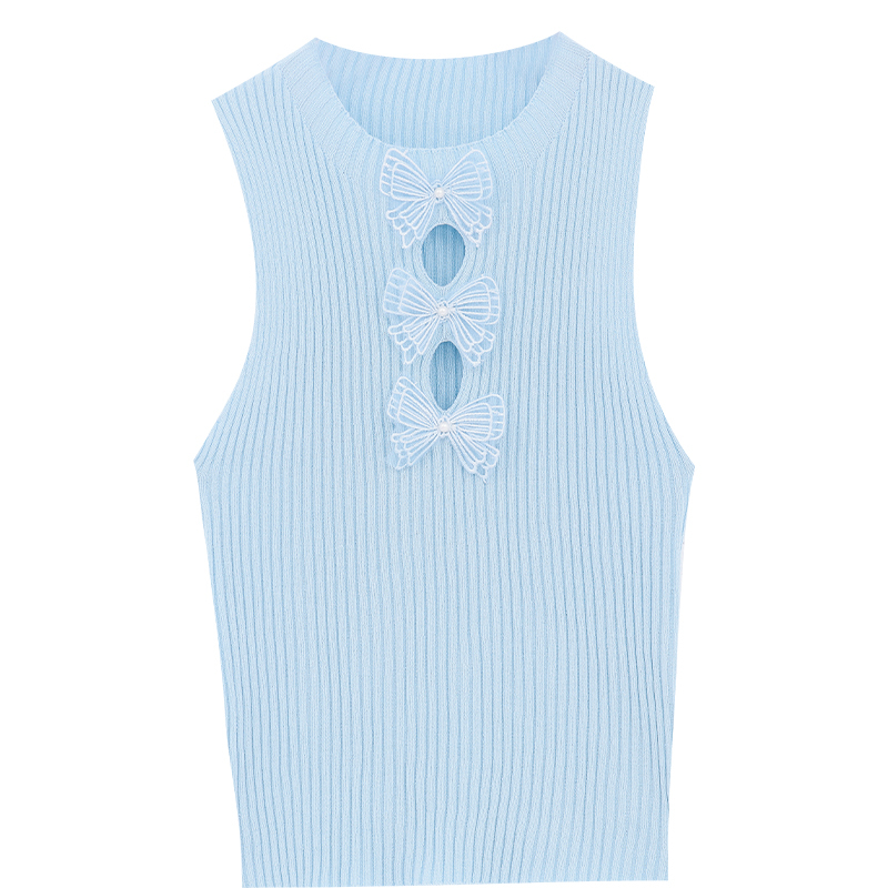 Women's Hollow Out Floral Decor Slim Tank Top - Angel's Healing Inspired Design, Perfect for Summer and 90s Style Fashion