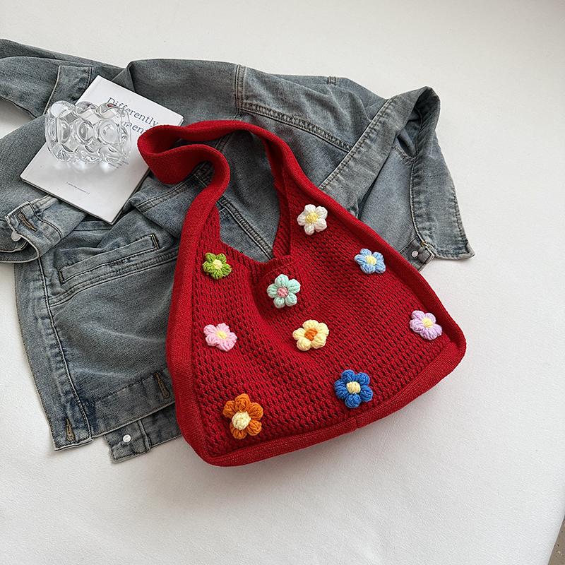 Women's Knitted Yarn Tote Bag - 2025 Trendy Lazy Style Shoulder Bag with Large Capacity for Commuting and Everyday Use