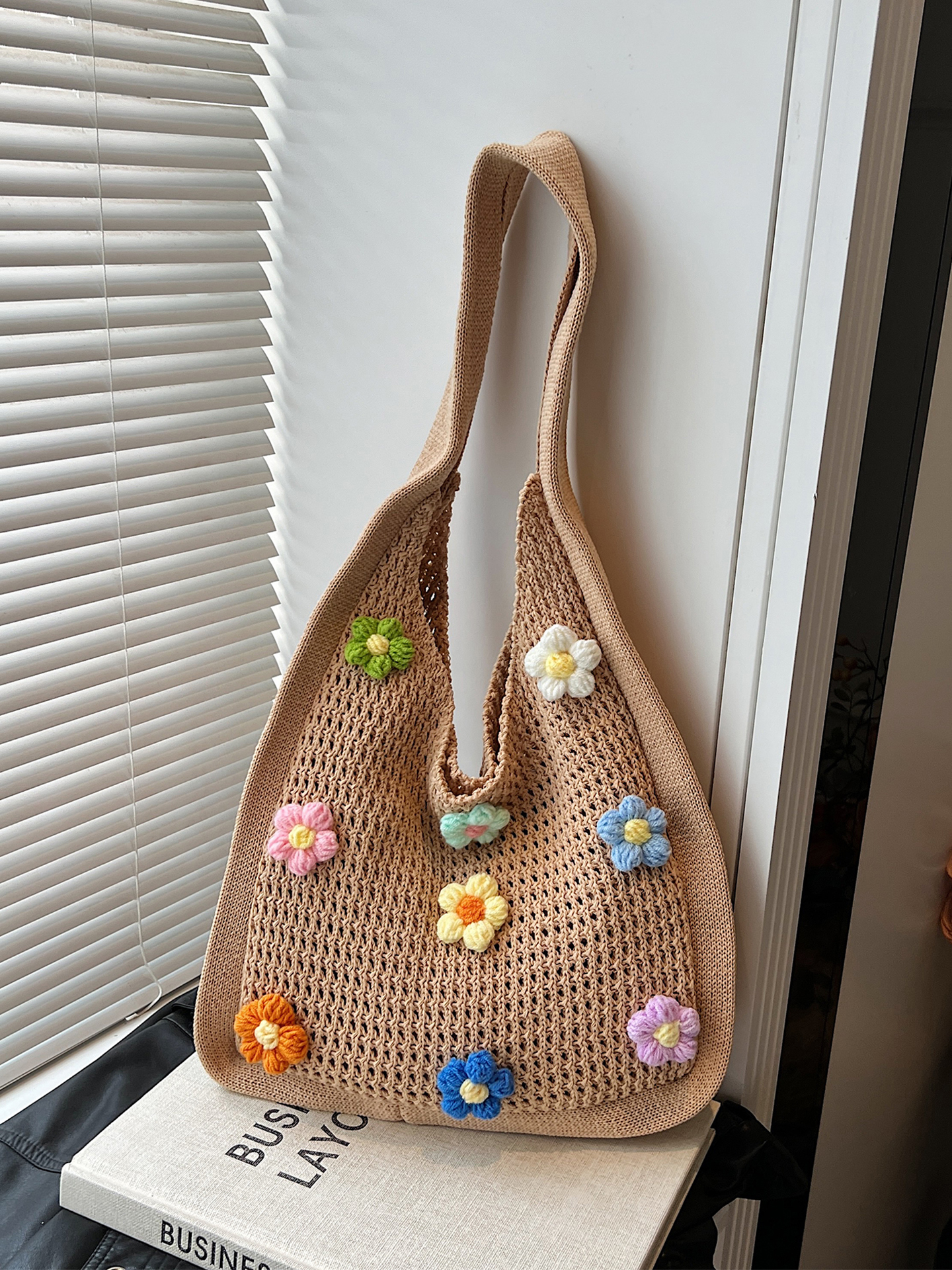 Women's Knitted Yarn Tote Bag - 2025 Trendy Lazy Style Shoulder Bag with Large Capacity for Commuting and Everyday Use