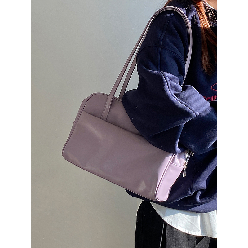 Women's Large Capacity Shoulder Tote Bag in Gentle Purple - Spring/Summer Niche Design for 2025