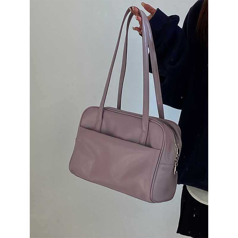 Women's Large Capacity Shoulder Tote Bag in Gentle Purple - Spring/Summer Niche Design for 2025