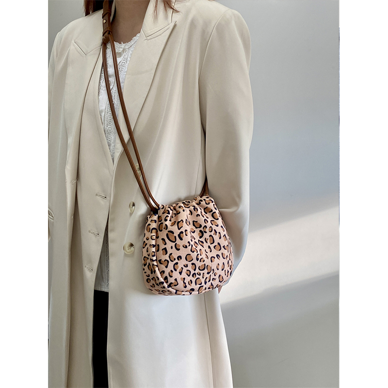 Women's Leopard Print Canvas Crossbody Bag - Minimalist Casual Design for Spring and Summer - Versatile Small Handbag