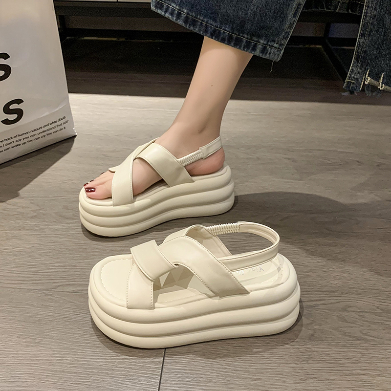 Women's Open-Toe Platform Sports Sandals - Trendy Thick-Soled Roman Style for 2025 Summer, Versatile and Comfortable Footwear
