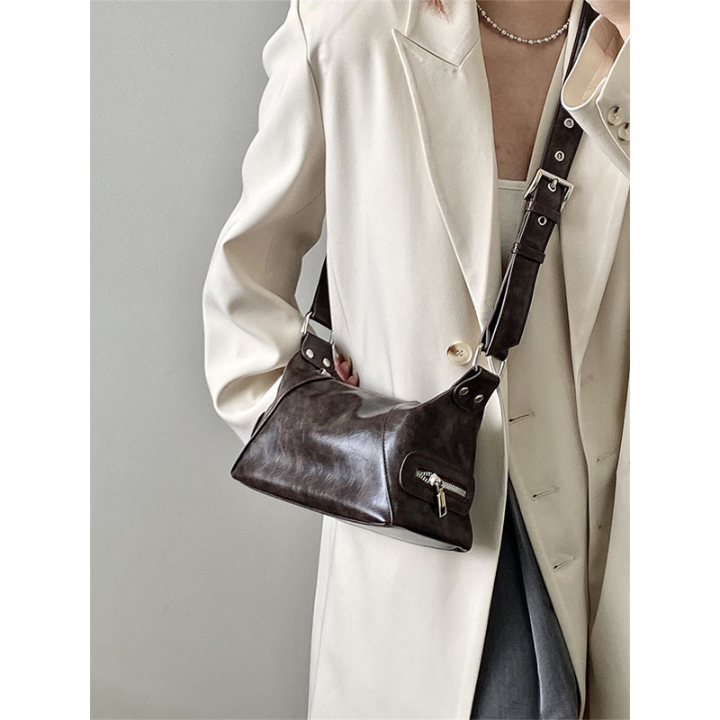 Women's Retro High-End Motorcycle Crossbody Bag - Spring Summer 2025 Niche Design Shoulder Small Bag