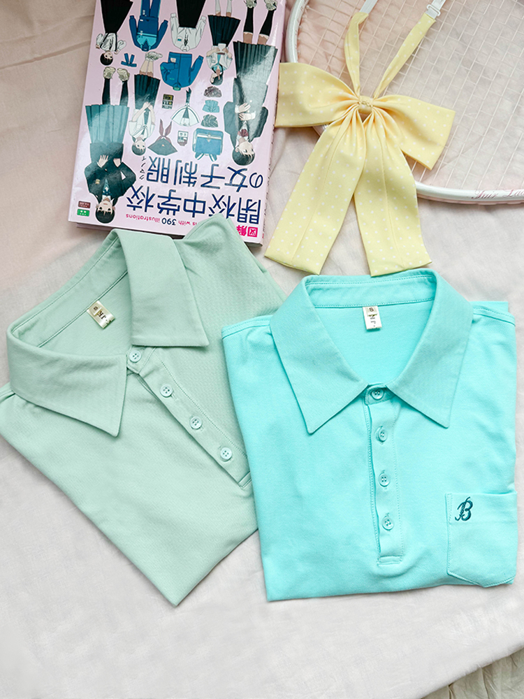 Women's Short Sleeve Embroidered Polo Shirt - Pudding Bear JK Uniform Style for Summer 2025, Cute and Trendy Fashion