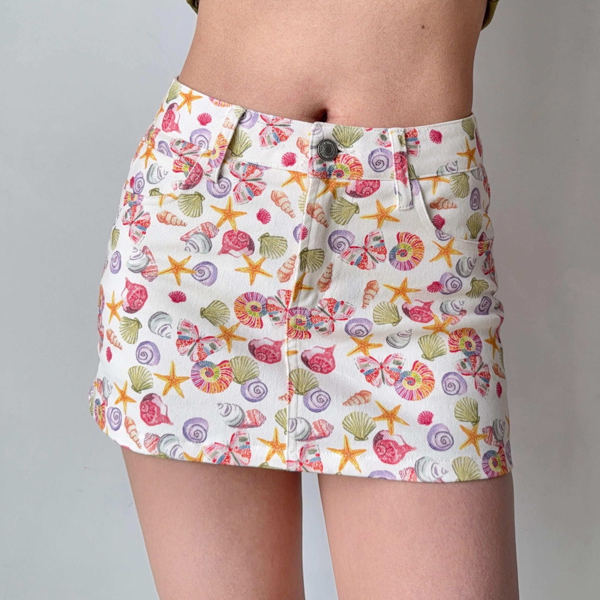 Women's Summer Fun Shell Print Half Skirt - DIY European American Style Anti-Exposure Short Skirt Pants