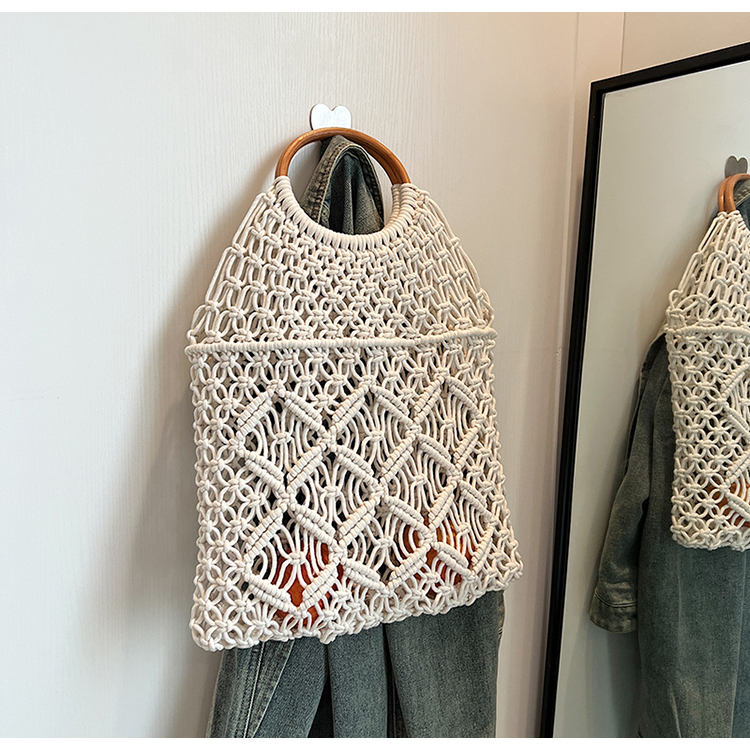 Women's Summer Hollow Woven Tote Bag - Large Capacity Net Straw Beach Vacation Bag 2025