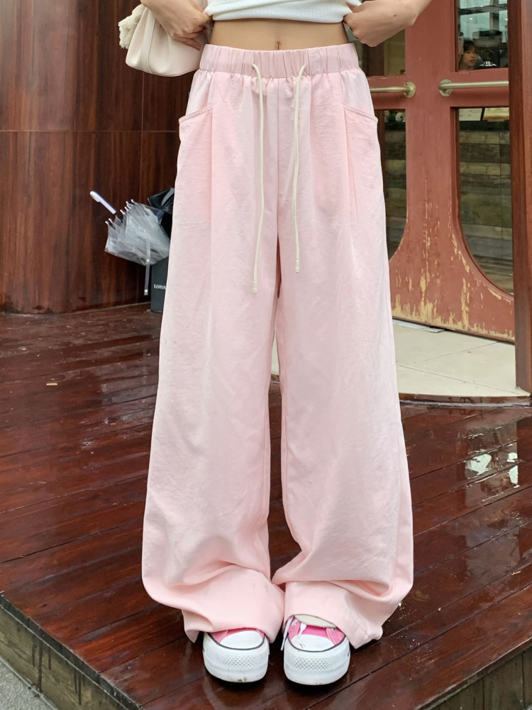 Women's Summer Wide-Leg Casual Pants - Versatile Thin Textured Milk Fiber Draped Design