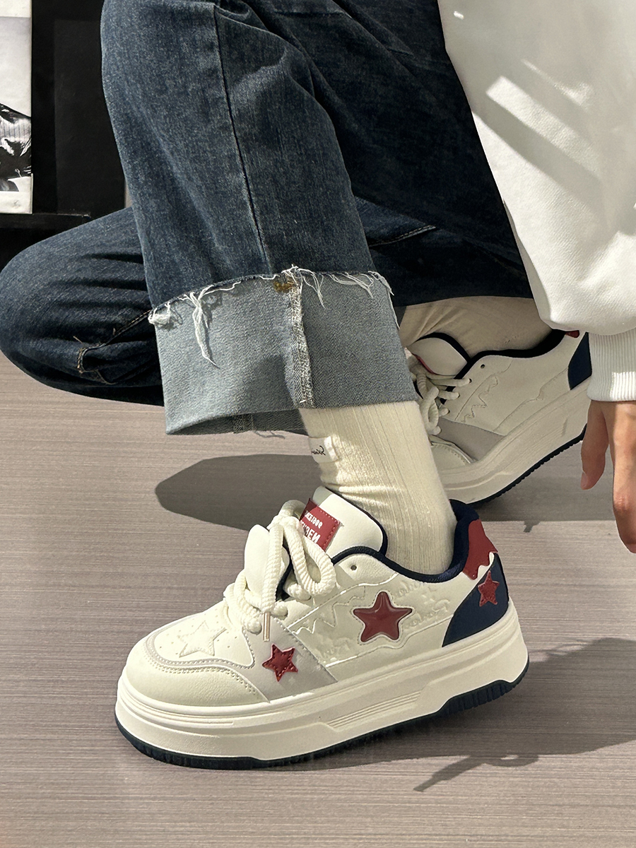 Women's Thick-Soled White Sneakers - Versatile Mesh Breathable Height-Increasing Trendy Shoes for Y2K Style