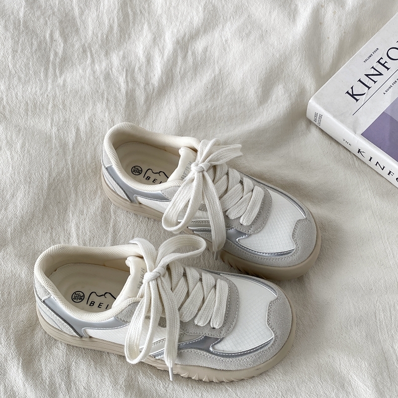 Women's Versatile White Sneakers - Chic Spring 2025 Casual Sports Shoes for Students, Trendy & Comfortable