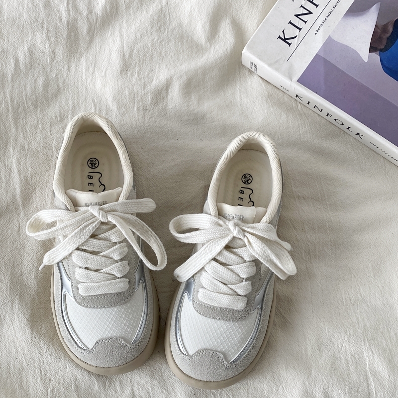 Women's Versatile White Sneakers - Chic Spring 2025 Casual Sports Shoes for Students, Trendy & Comfortable