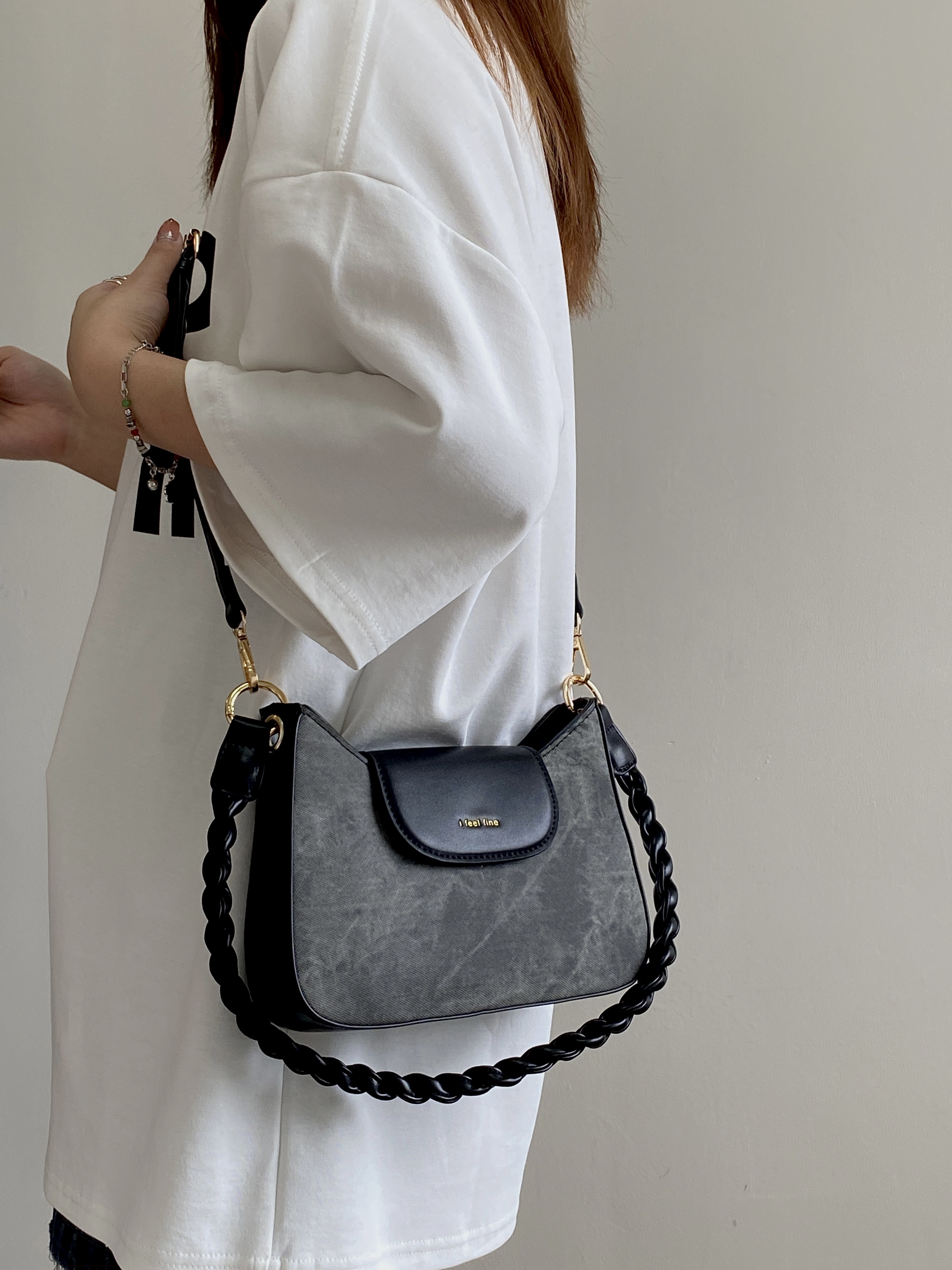 Women's Vintage Color-Block Underarm Bag - Versatile High-End Shoulder Crossbody Handheld Small Bag for 90s and Y2K Style