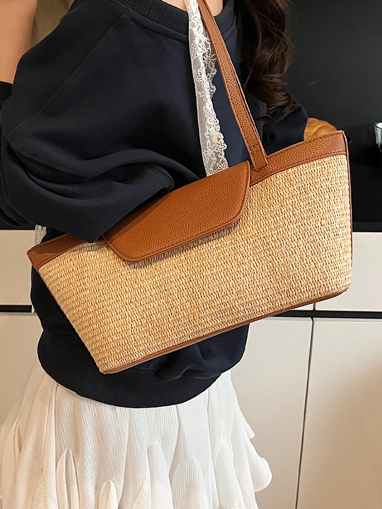 Women’s Woven Shoulder Bag - Casual Large Capacity for Spring/Summer 2025 Fashion