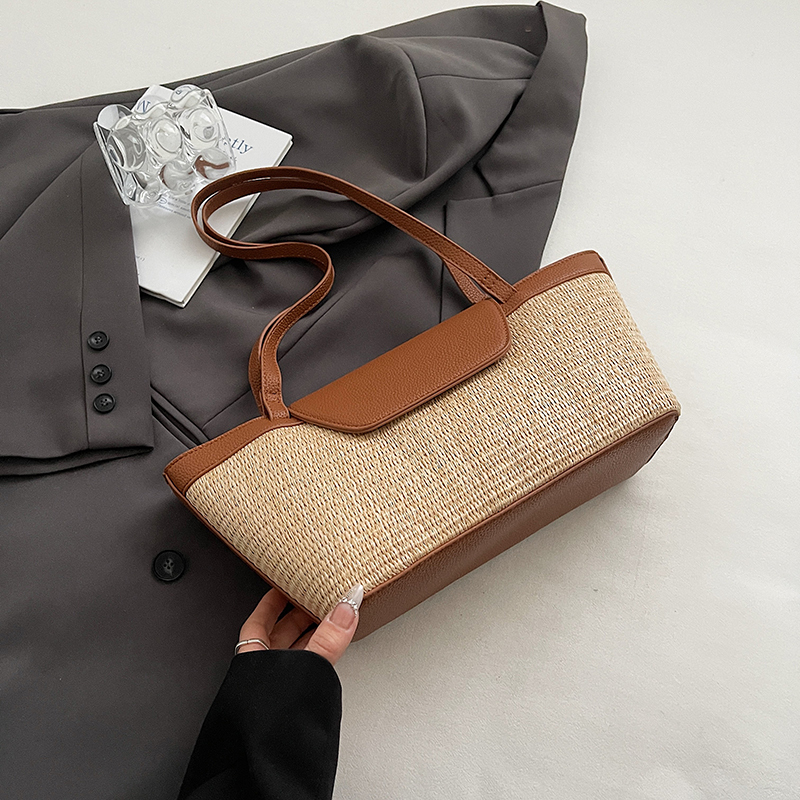 Women’s Woven Shoulder Bag - Casual Large Capacity for Spring/Summer 2025 Fashion
