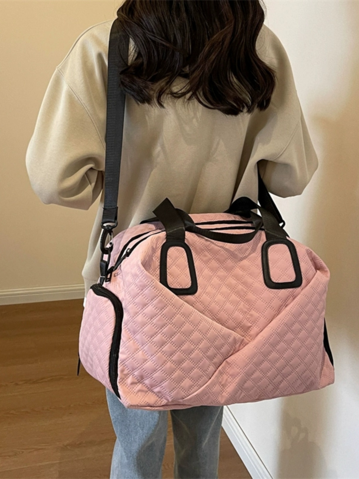 Women's Yoga Sports Bag with Dry Wet Separation, Large Capacity Fitness Bag, Handheld & Crossbody Travel Bag for Gym and Training