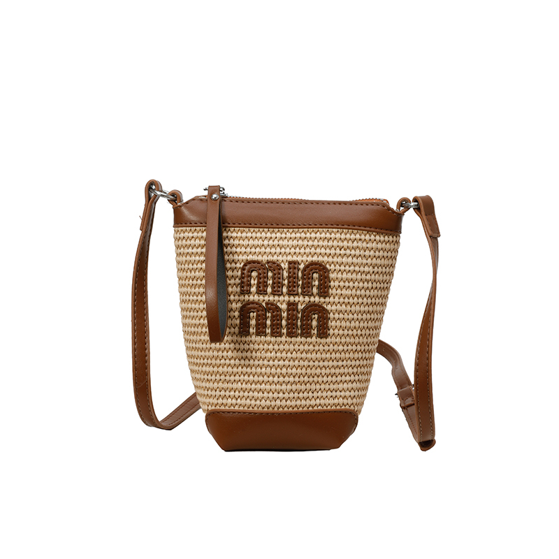 Woven Straw Bucket Bag for Women - Summer Seaside Vacation Crossbody Phone Bag 2025
