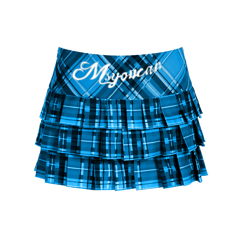 Y2K Sisters Colorful Pleated Skirt - Women's High-Waisted Mini Skirt in Millennial Style, Trendy JK Design