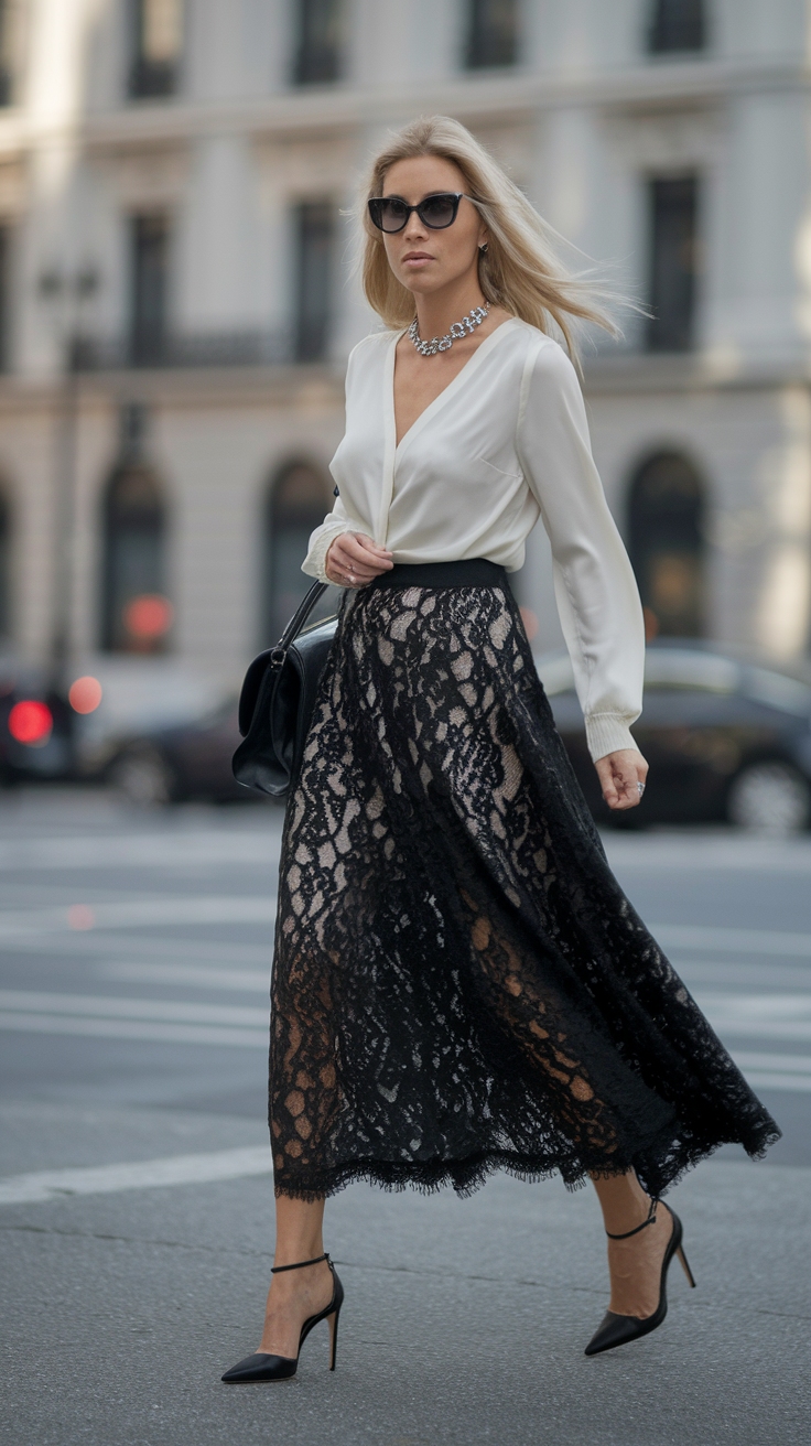 Black Lace Skirt Outfit: How to Accessorize outfit idea