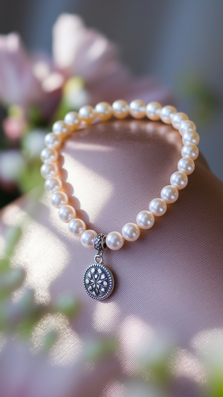 Chic Pearl Necklace with Charm for Elegant Outfits outfit idea
