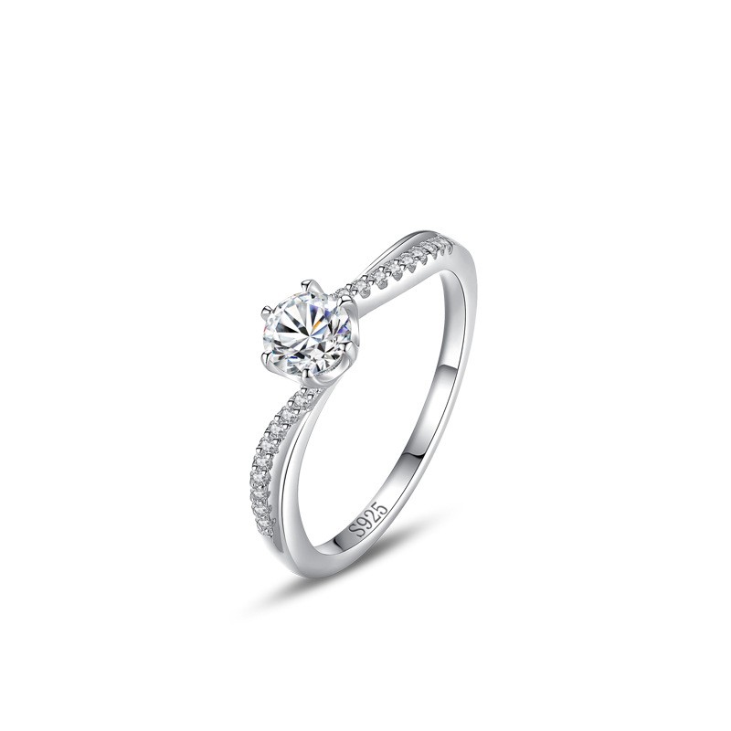 1-Carat Genuine S925 Silver Diamond Engagement Ring for Women, Simple Exquisite Light Luxury Design