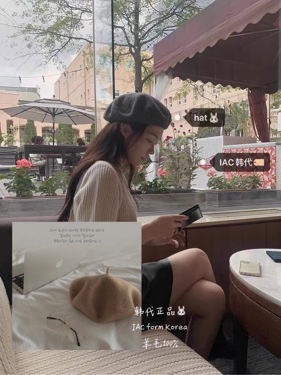 100% Wool Classic Beret - Korean Style Autumn Winter Essential in Basic Colors, Timeless Fashion Accessory for Cozy Looks