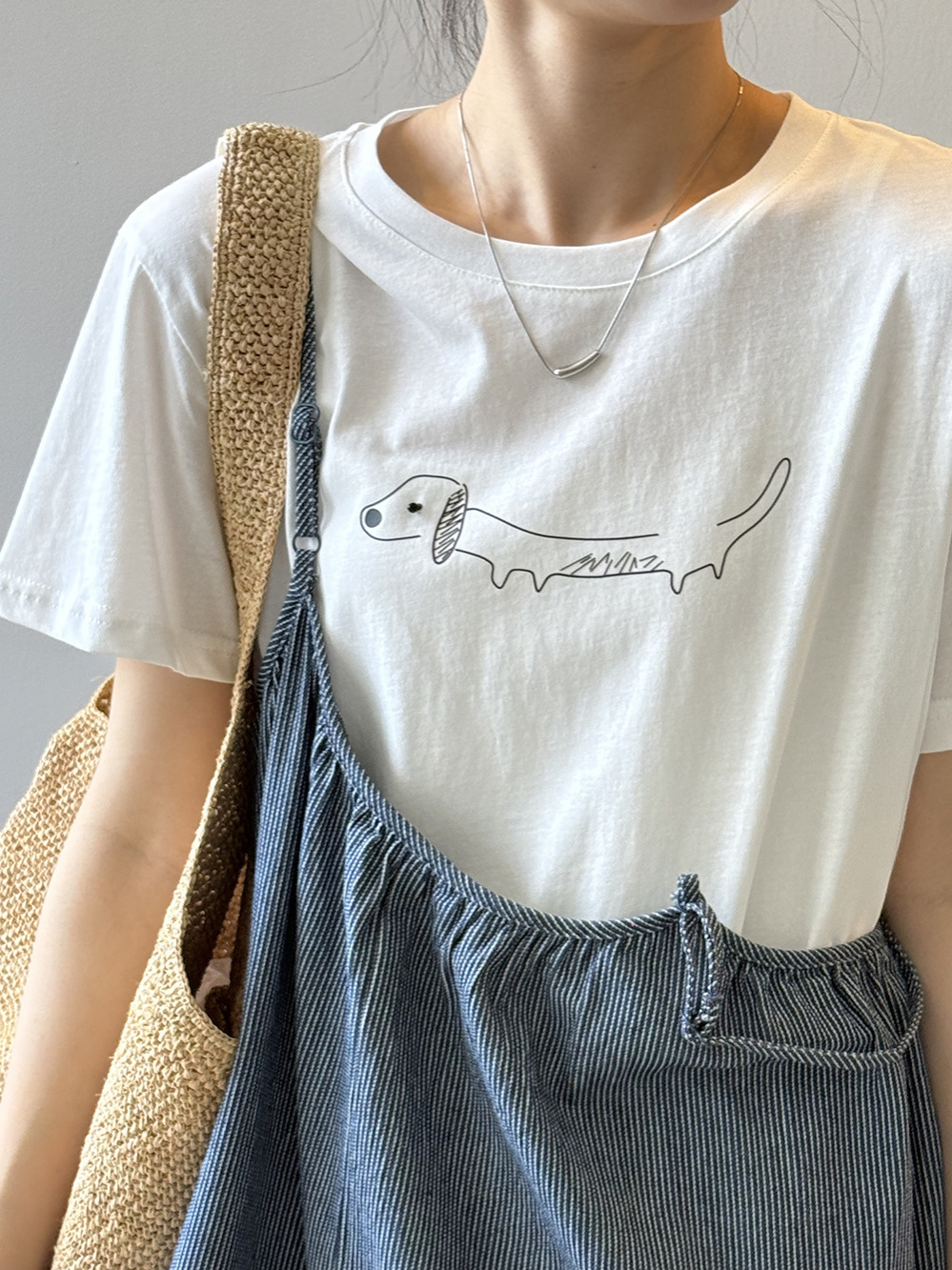 3D Dog Print Short Sleeve T-Shirt for Women, Casual Loose Fit Top, 2025 Summer Korean Style Fashion