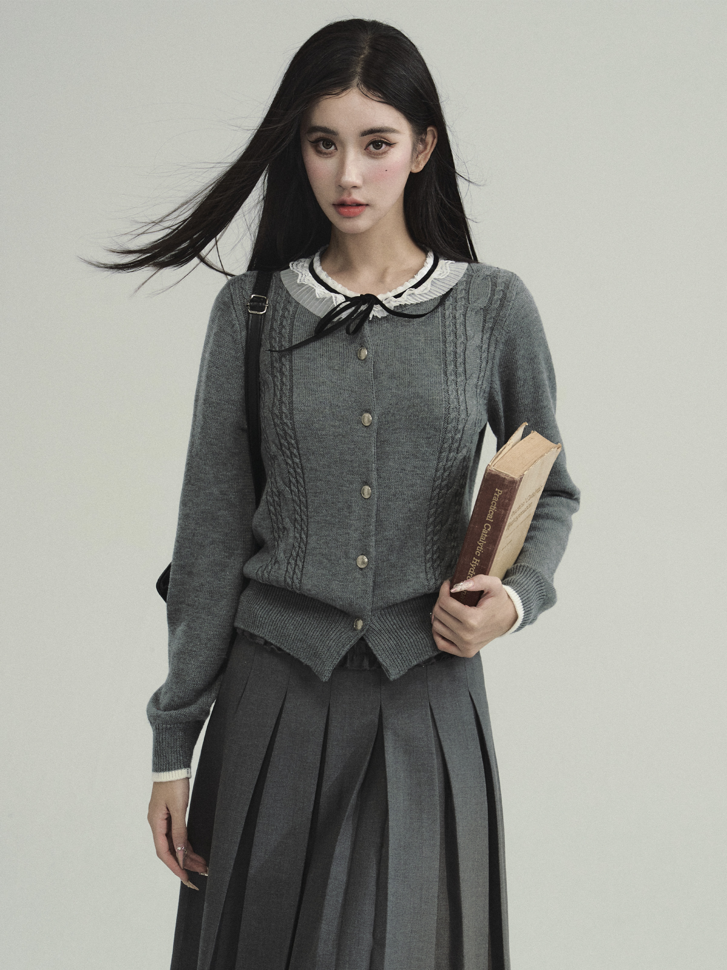 Academic Hall College Style Lace Collar Knitted Cardigan - Sweet, Vintage-Inspired Top Coat for Y2K Fashion Lovers