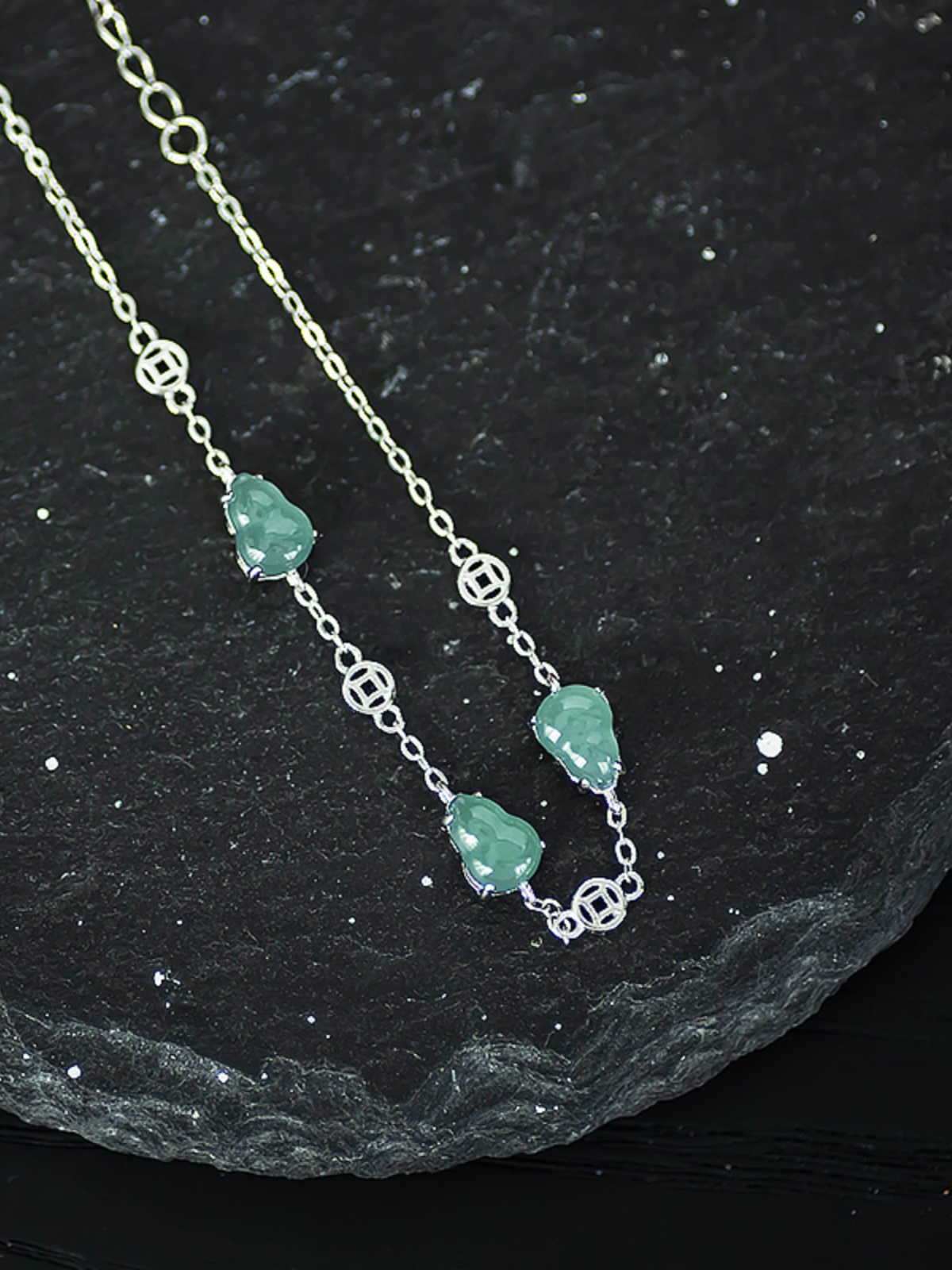 Adjustable 925 Silver Copper Coin Gourd Jade Bracelet - Chinese Style, Gold-Plated, Versatile Gift for Any Occasion