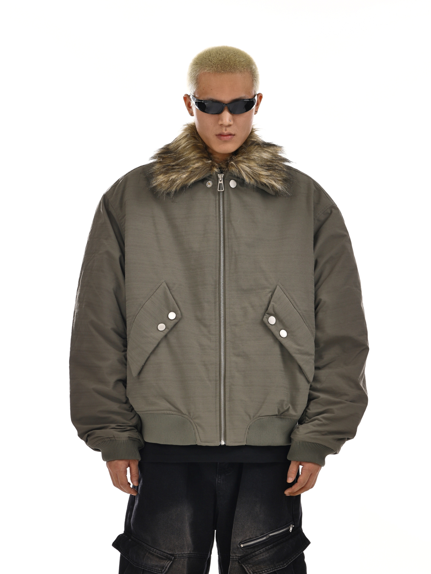 American Retro Fur-Collared Parka Jacket for Men and Women, Casual Winter Flight Puffer Coat, Unisex Warm Outerwear