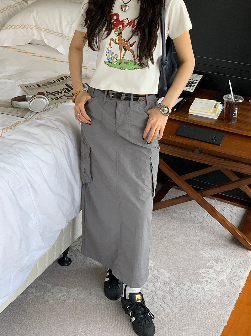 American Retro H-Shaped Pocket Work Skirt - Versatile Mid-Length Skirt for Summer 2025 - Y2K Style